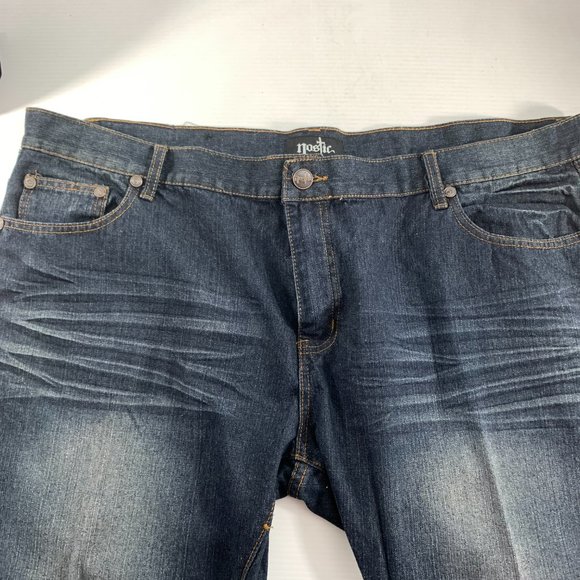 Nostic Mens Jeans Size 48 X 33 Factory Fading Back Pocket Stitching Straight Leg - Picture 2 of 11